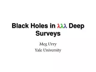 Black Holes in ? ? ? Deep Surveys