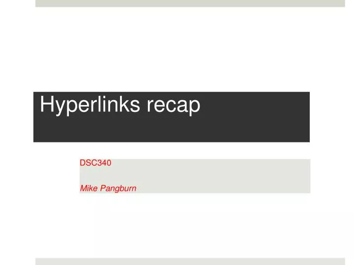 hyperlinks recap