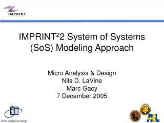 IMPRINT 2 2 System of Systems (SoS) Modeling Approach