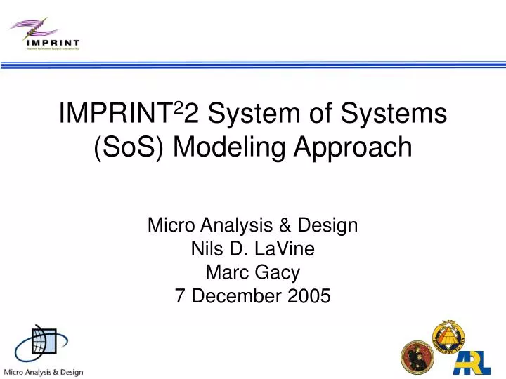 imprint 2 2 system of systems sos modeling approach