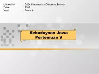 kebudayaan jawa pertemuan 9