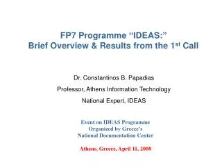 fp7 programme deas brief overview results from the 1 st call