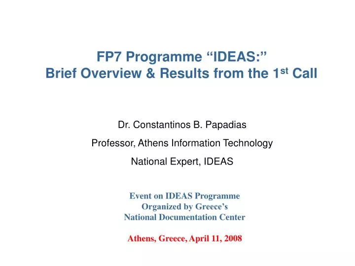 fp7 programme deas brief overview results from the 1 st call