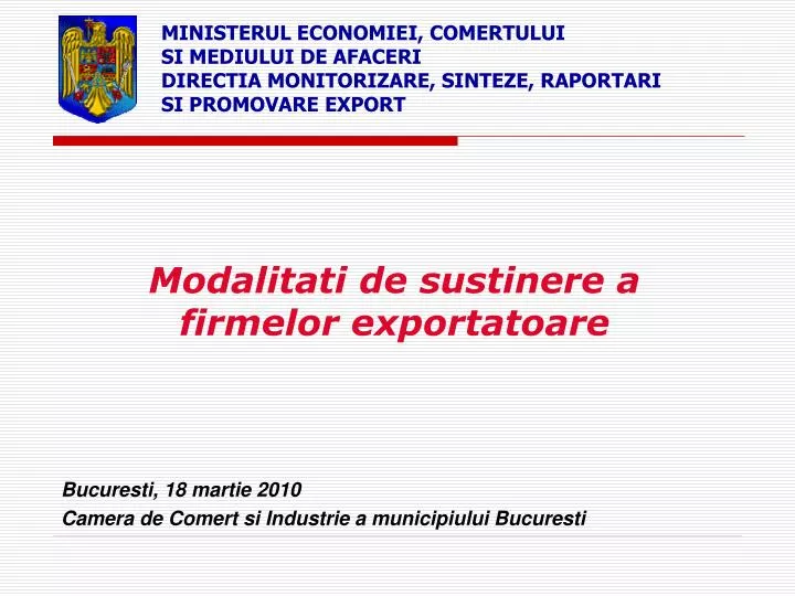 modalitati de sustinere a firmelor exportatoare