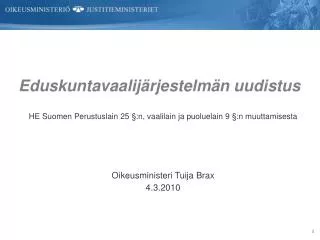 eduskuntavaalij rjestelm n uudistus