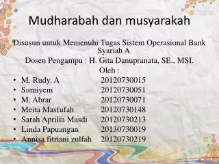mudharabah dan musyarakah