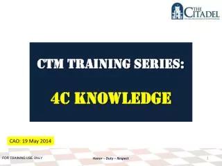 CTM Training SERIES: 4C Knowledge