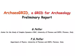 ArchaeoGRID, a GRID for Archaeology Preliminary Report