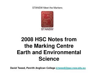 2008 HSC Notes from the Marking Centre Earth and Environmental Science