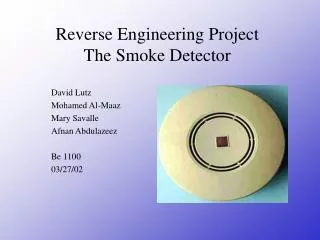 Reverse Engineering Project The Smoke Detector
