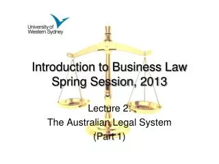Introduction to Business Law Spring Session , 2013
