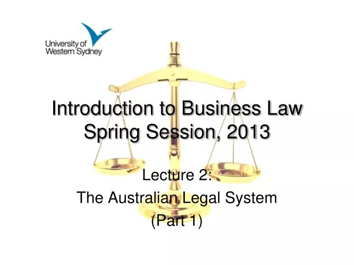 lecture 2 the australian legal system part 1