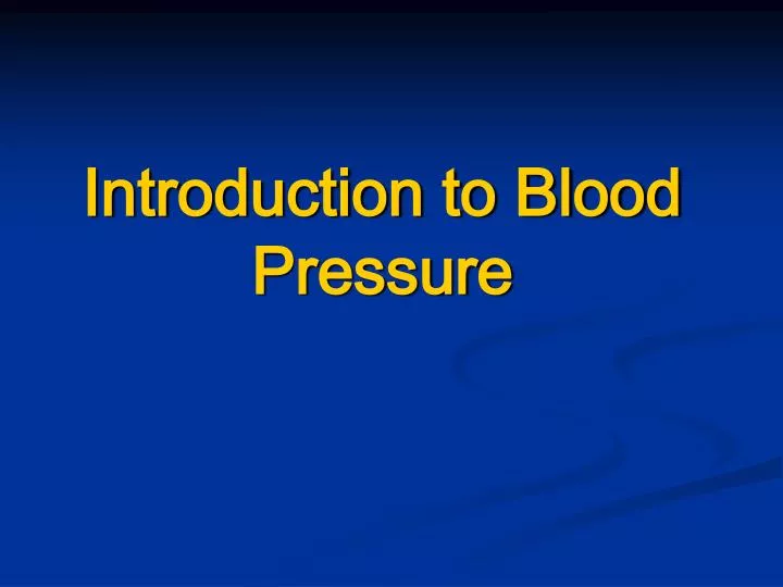 introduction to blood pressure