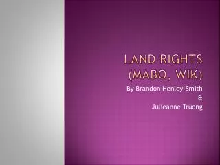 Land Rights ( Mabo , Wik )