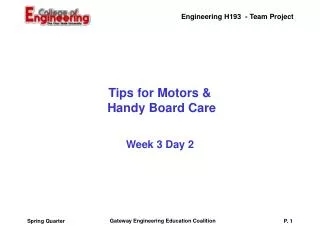 Tips for Motors &amp; Handy Board Care