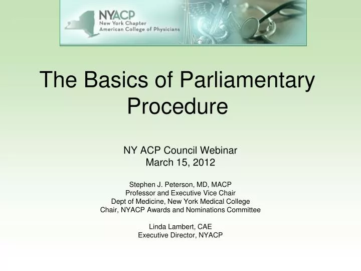 the basics of parliamentary procedure