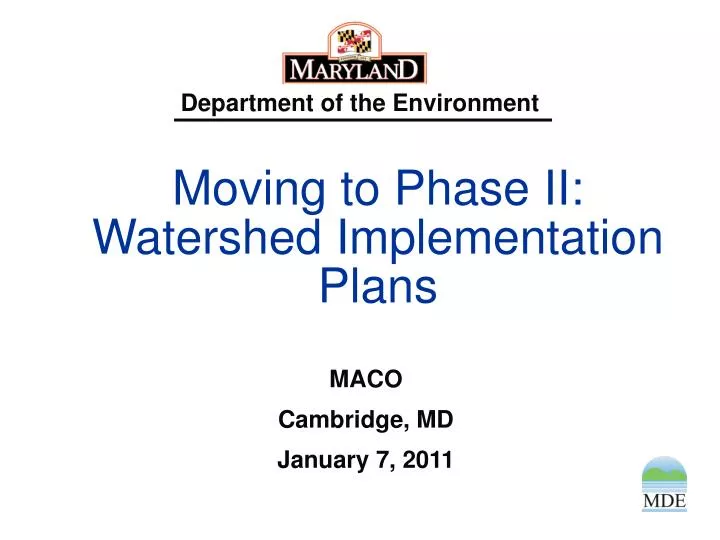 moving to phase ii watershed implementation plans