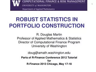ROBUST STATISTICS IN PORTFOLIO CONSTRUCTION