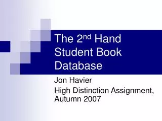 The 2 nd Hand Student Book Database