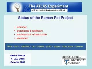 Status of the Roman Pot Project reminder prototyping &amp; testbeam mechanics &amp; infrastructure