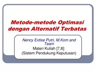 metode metode optimasi dengan alternatif terbatas