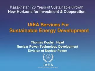 IAEA Services For Sustainable Energy Development