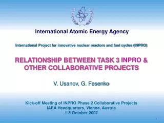 International Project for innovative nuclear reactors and fuel cycles (INPRO)