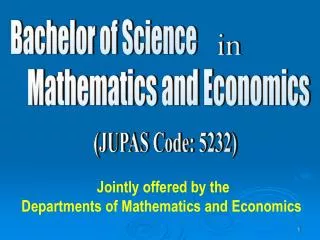Jointly offered by the Departments of Mathematics and Economics