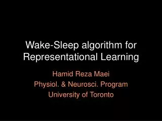 Wake-Sleep algorithm for Representational Learning