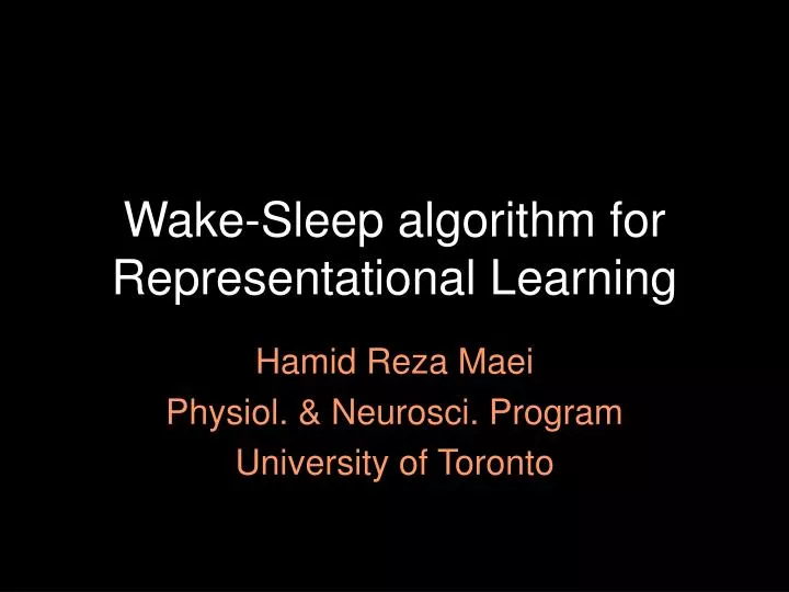 wake sleep algorithm for representational learning