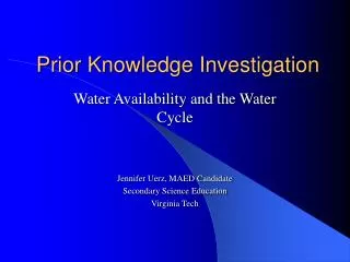 Prior Knowledge Investigation