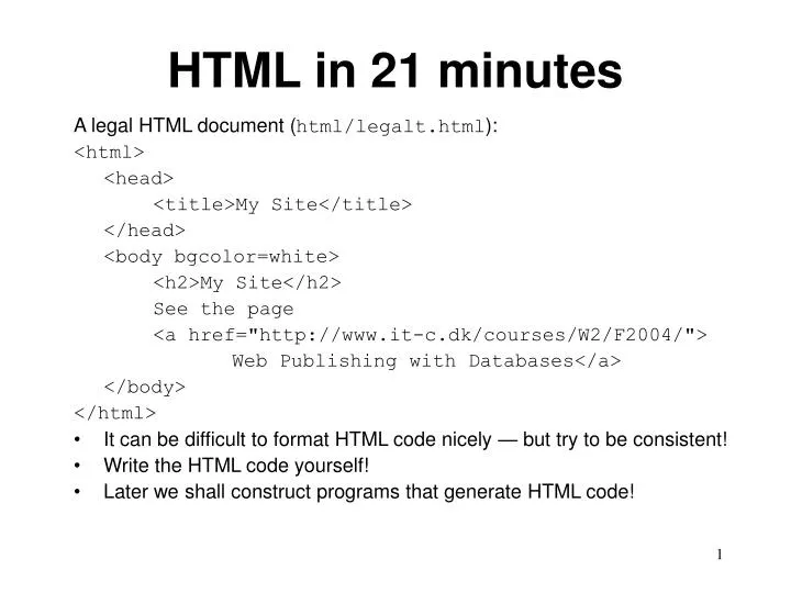 html in 21 minutes