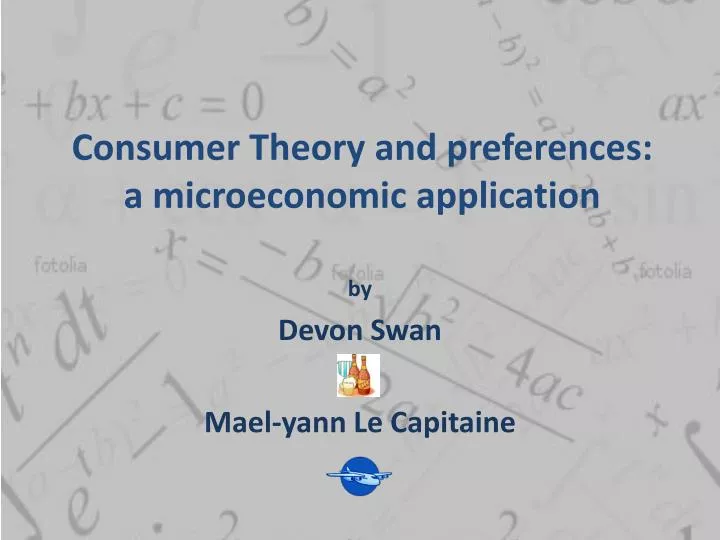 consumer theory and preferences a microeconomic application