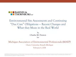 Michigan Association of Environmental Professionals (MAEP) Cleary University, Howell, Michigan