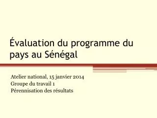 valuation du programme du pays au s n gal