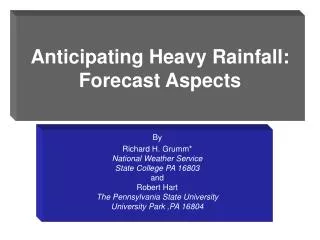 Anticipating Heavy Rainfall: Forecast Aspects