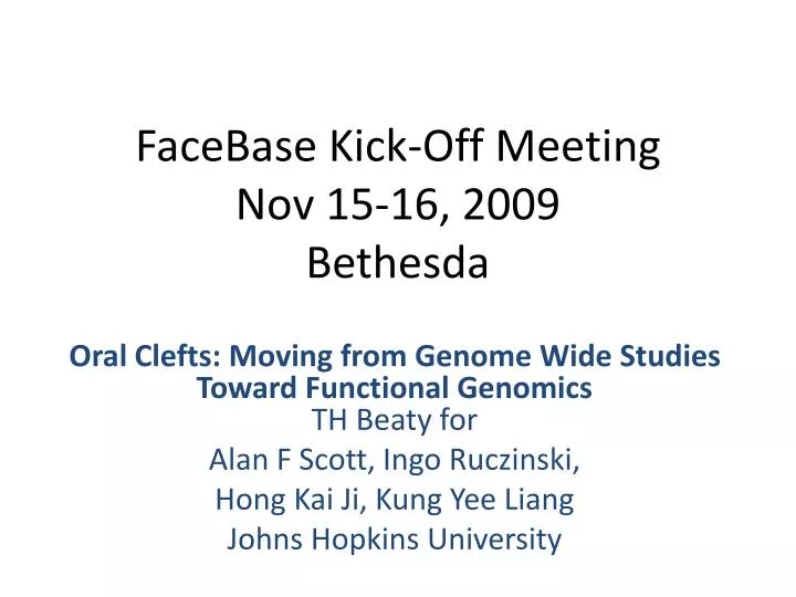 facebase kick off meeting nov 15 16 2009 bethesda