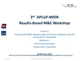 3rd Results- Based M&amp;E Workshop