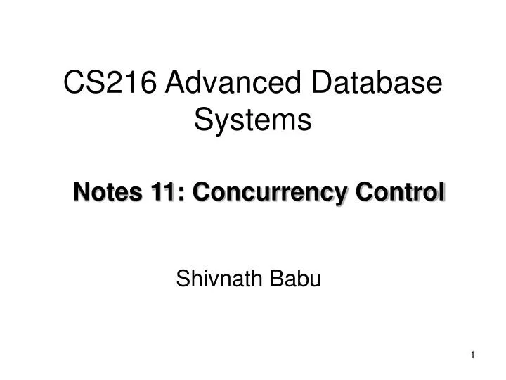 cs216 advanced database systems