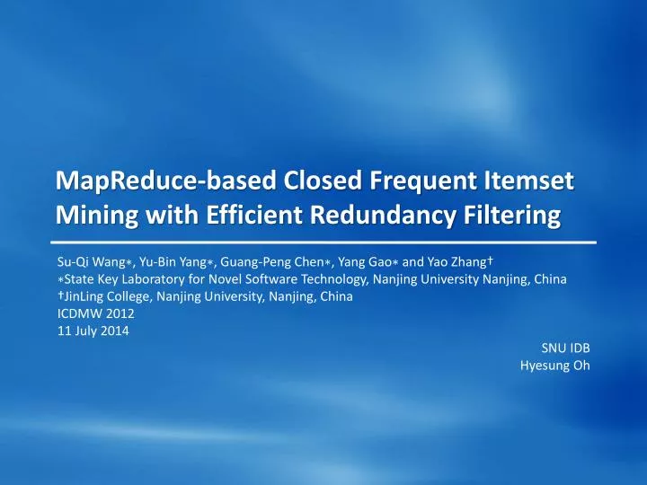 mapreduce based closed frequent itemset mining with efficient redundancy filtering
