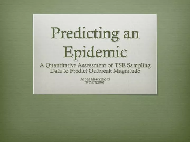 predicting an epidemic