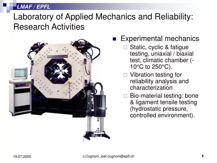 laboratory of applied mechanics and reliability research activities