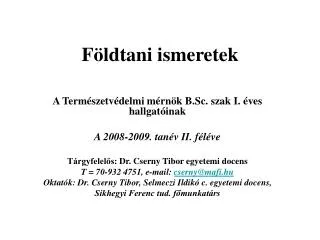 f ldtani ismeretek
