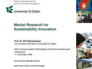 Market Research for Sustainability Innovation