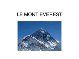 le mont everest