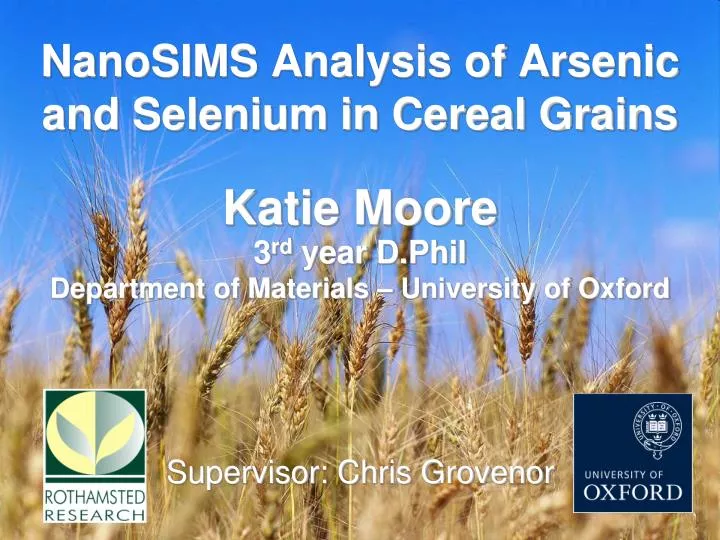 nanosims analysis of arsenic and selenium in cereal grains