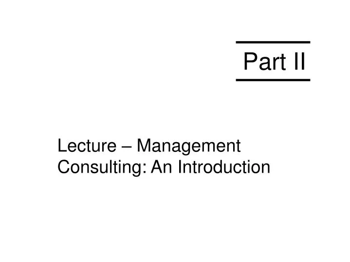 lecture management consulting an introduction