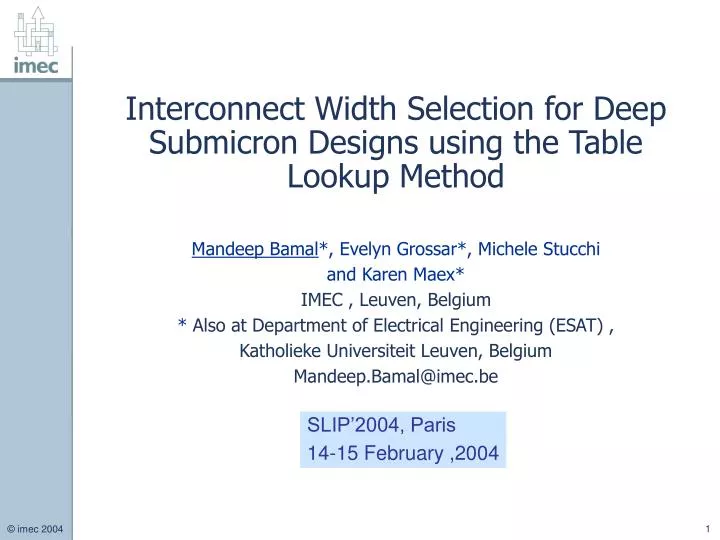 interconnect width selection for deep submicron designs using the table lookup method