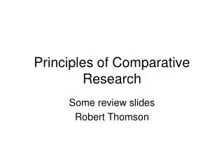 Principles of Comparative Research