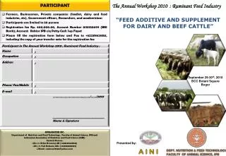 ORGANIZED BY: Department of Nutrition and Feed Technology , Faculty of Animal Science, IPB and